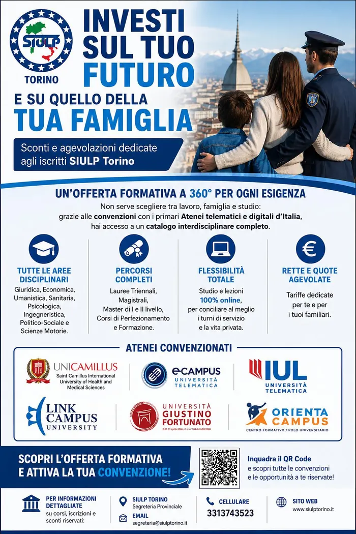 Locandina SIULP Torino: Investi sul tuo futuro e su quello della tua famiglia